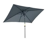 Outsunny Sombrilla Jardín Aluminio 200x300x253 cm Inclinable con Manivela Gris