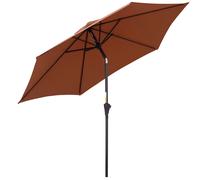 Outsunny Sombrilla de jardín reclinable Ø260x235 cm con manivela, poste de aluminio, café