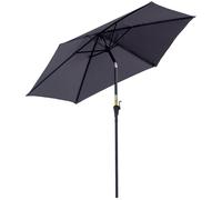 Outsunny Sombrilla para Jardín Ø270x235 cm Parasol de Aluminio Reclinable con Manivela y 6 Varillas para Terraza Exterior Balcón Gris Aosom España