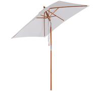 Outsunny Sombrilla Parasol de Jardín 200x150x230cm Sombrilla Rectangular Inclinable con Doble Techo y Poste Desmontable de Madera Crema Aosom España