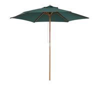Outsunny Sombrilla Parasol de Madera Ø250x230cm Verde para Exterior Jardín Terraza con 6 Varillas y Sistema de Cuerda Desmontable Aosom España