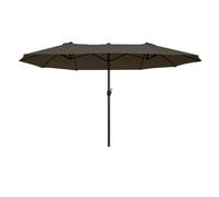 Outsunny sombrilla parasol doble para jardín 4,55x2,65x2,38 m sombrilla gigante anti uv con manivela para exterior patio terraza piscina color gris