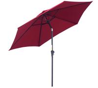 Outsunny Sombrilla Parasol Reclinable Manivela Aluminio Tela Poliéster Jardín Patio Terraza 2.7x2.35m Rojo Oscuro Aosom España