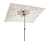 Outsunny sombrilla terraza exterior 2,7x2x2,5 m sombrilla de jardín con techo inclinable hasta 45° luces led solares poste de acero y manivela parasol para patio terraza blanco crema 268 cm