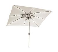 Outsunny sombrilla terraza exterior 2,7x2x2,5 m sombrilla de jardín con techo inclinable hasta 45° luces led solares poste de acero y manivela parasol para patio terraza blanco crema