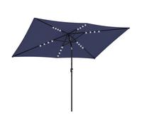Outsunny Sombrilla Terraza Exterior con 24 Luces LED Solares 2,9x2,5 m Azul
