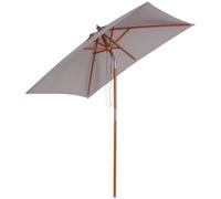 Outsunny Sombrilla Parasol 200x150cm de Bambú Madera Patio Playa Doble Techo Ángulo Inclinable Rectángulo Mástil de 38mm Gris Aosom España