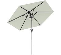Outsunny Sombrilla de Jardín Ø230x216 cm Parasol de Terraza con Apertura Manual Ángulo Ajustable e Impermeable para Balcón Piscina Crema