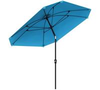 Outsunny sombrilla terraza exterior 233x233 cm sombrilla de jardín con ángulo ajustable en 2 posiciones impermeable poste de aluminio varillas de fibra de vidrio y manivela parasol para terraza azul 2