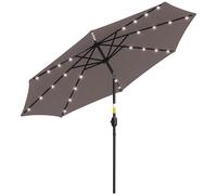 Outsunny Sombrilla de jardín inclinable Ø265x233 cm con 32 luces LED solares Gris oscuro