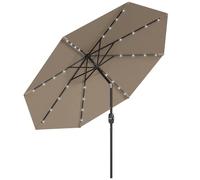 Outsunny Sombrilla Terraza Exterior Ø265 cm con 32 Luces LED Solares | Sombrilla de Jardín, Poste de Acero, Manivela de Parasol Inclinable, para Patio, Terraza
