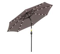 Outsunny Sombrilla de jardín inclinable Ø265x233 cm con 32 luces LED solares Gris oscuro