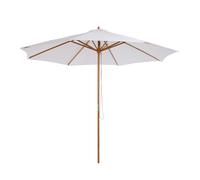 Outsunny Sombrilla Terraza Exterior Ø300 cm Sombrilla de Jardín con Sistema de Polea Techo Ventilado y Poste Desmontable de Madera Parasol para Patio Terraza Caqui White 300x300x250cm