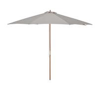 Outsunny Sombrilla Terraza Exterior Ø300 cm Sombrilla de Jardín con Sistema de Polea Techo Ventilado y Poste Desmontable de Madera Parasol para Patio Terraza Caqui Gray 300x300x250cm