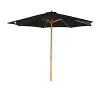 Outsunny Sombrilla Terraza Exterior Ø300 cm Sombrilla de Jardín con Sistema de Polea Techo Ventilado y Poste Desmontable de Madera Parasol para Patio Terraza Caqui Black 300x300x250cm
