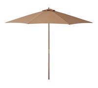 Outsunny Sombrilla Terraza Exterior Ø300 cm Sombrilla de Jardín con Sistema de Polea Techo Ventilado y Poste Desmontable de Madera Parasol para Patio Terraza Caqui Khaki 300x300x250cm