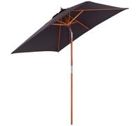 Outsunny Sombrilla Terraza Exterior Ángulo Ajustable 200x150 cm | Sombrilla de Jardín Rectangular, Mástil de Madera, Manivela, Parasol para Patio Terraza