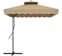 Outsunny Sombrilla Terraza Exterior de 2,5 m Sombrilla Voladiza con Manivela Techo Doble con Borde Ondulado y Base Cruzada Parasol de Jardín para Exterior Patio Terraza Caqui