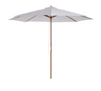 Outsunny Sombrilla Terraza Parasol de Jardín Ø300x250 cm con Sistema de Pestillo de Fijación Poste Desmontable de Madera Blanco Aosom España