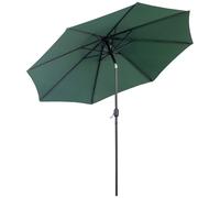 Outsunny Sombrilla de jardín Ø295x250 cm con manivela, inclinable y poste metálico desmontable Verde