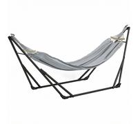 Outsunny Soporte con Hamaca Plegable de Acero, 2 en 1 para Hamaca o Silla Colgante, Bolsa de Transporte Incluida 268x89x100cm Gris Aosom España