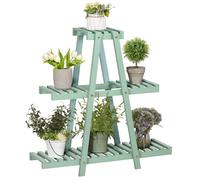 Outsunny Soporte de madera para plantas Estantería 3 niveles 76x26x76 cm Verde