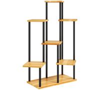 Outsunny Soporte de plantas de 7 niveles para interior y exterior, estantería de plantas de acero y madera, Madera Natural Aosom España