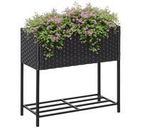 Outsunny Soporte para Jardinera Exterior para Huerto Urbano Mesa de Cultivo Jardinera Rectangular sin Fondo con Estante y Patas para Jardineras Macetas Tiestos 70x30x72 cm Gris y Negro