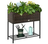 Outsunny Soporte para Jardinera Exterior para Huerto Urbano Mesa de Cultivo Jardinera Rectangular sin Fondo con Estante y Patas para Jardineras Macetas Tiestos 70x30x70 cm Marrón