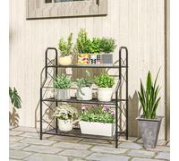Outsunny Soporte para plantas 69x28.5x78 cm negro Negro