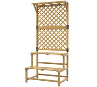 Outsunny Soporte para Plantas de 2 Niveles con Celosía Enrejado con 2 Estantes de Madera para Jardín Terraza 75x50x166 cm Natural Aosom España