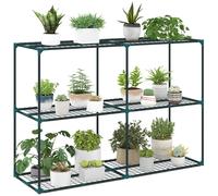 Outsunny Soporte para Plantas de 3 Niveles de Acero 143x48x100 cm Verde Oscuro Gris oscuro