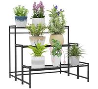 Outsunny Soporte para Plantas de 3 Niveles de Esquina 75x70x66 cm Negro