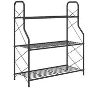 Outsunny Soporte para Plantas de 3 Niveles Estantería Metálica Resistente para Interior y Exterior 69x28,5x78 cm Negro