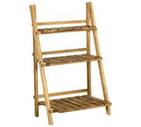 Outsunny Soporte para Plantas de 3 Niveles Estantería para Plantas Plegable Soporte para Macetas de Madera 60x37x93 cm Natural Aosom España