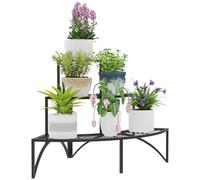 Outsunny soporte para plantas de 3 niveles, soporte para flores para interior exterior, estante para plantas de metal, estante para flores de varios niveles, escalera para flores de 60 cm de altura