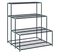 Outsunny soporte para plantas de 4 niveles, estantería para plantas de acero, diseño en escalera, soporte para macetas para interior y exterior, jardín, balcón y patio, 94x84x110 cm, verde oscuro