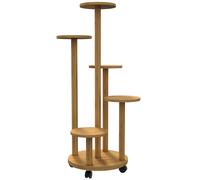 Outsunny Soporte para Plantas de Bambú con Ruedas de 5 Niveles Estantería Redonda para Plantas para Esquina 33x33x90 cm Natural