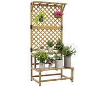 Outsunny Soporte para Plantas de Madera con Enrejado 75x50x166 cm Natural