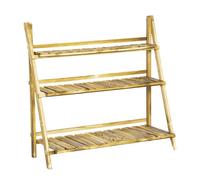 Outsunny soporte para plantas de madera de 3 niveles, estantería para plantas plegable con base de listones, soporte para macetas para interior y exterior, terraza, jardín, 100x37x93 cm, carbonizado