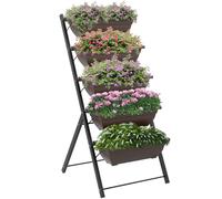 Outsunny Soporte para Plantas Exterior de 5 Niveles con 5 Macetas Negro