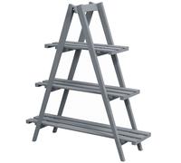 Outsunny Soporte para Plantas Plegable de Madera Estantería para Macetas de 3 Niveles con Marco en A 100x36x112 cm Gris Aosom España
