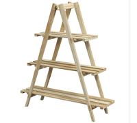 Outsunny Soporte para Plantas Plegable de Madera Estantería para Macetas de 3 Niveles Diseño Marco en A 100x36x112 cm Natural Aosom España