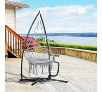 Outsunny Soporte para Silla Colgante 190 cm Sostén para Columpio con Mesita Negro