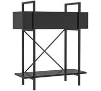 Outsunny Soporte plantas interior 2 niveles, porta planta con agujeros de drenaje, bandeja superior, metal, 60 x 25 x 70 cm negro