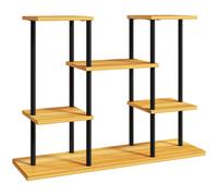 Outsunny Soporte plantas interior estantería planta 6 niveles marco de acero base madera maciza 80x24x61,5 cm Madera Natural Aosom España