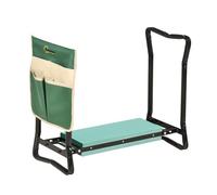 Outsunny Taburete de Jardín Plegable con Bolsa para Herramientas Protección Cojín Rodillas Asiento de Jardín con Almohadilla Altura Ajustable Soporta