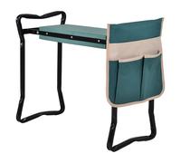 Outsunny Taburete de Jardín Plegable con Bolsa para Herramientas Protección Cojín Rodillas Asiento de Jardín con Almohadilla Altura Ajustable Soporta