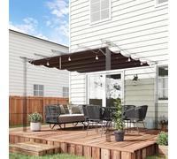 Outsunny Cubierta para pérgola retráctil 2,5x2,55 m 10 orificios de drenaje Chocolate