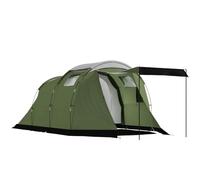 Outsunny Tienda Camping 3-4P Estable Cabina Dormitorio vestíbulo Verde | Impermeable, tienda familiar, zona estar, cúpula/túnel, 3000mm, 3 pers., camping viaje